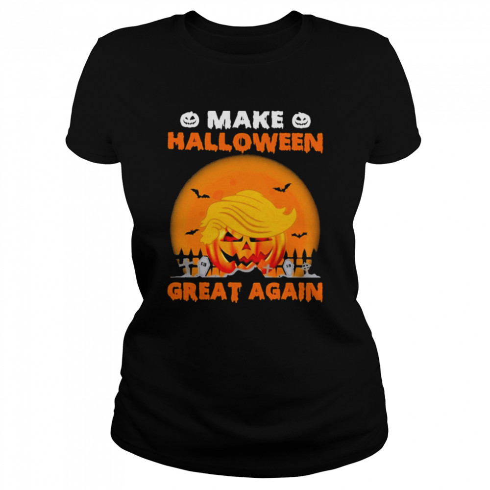 Pumpkin And Bat Horror Shirt Classic Womens T Shirt