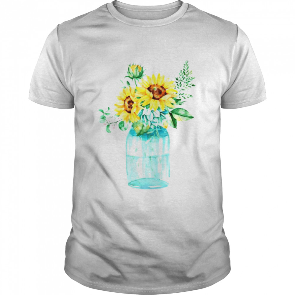Sunflowers Mason Jar Bouquet Watercolor shirt