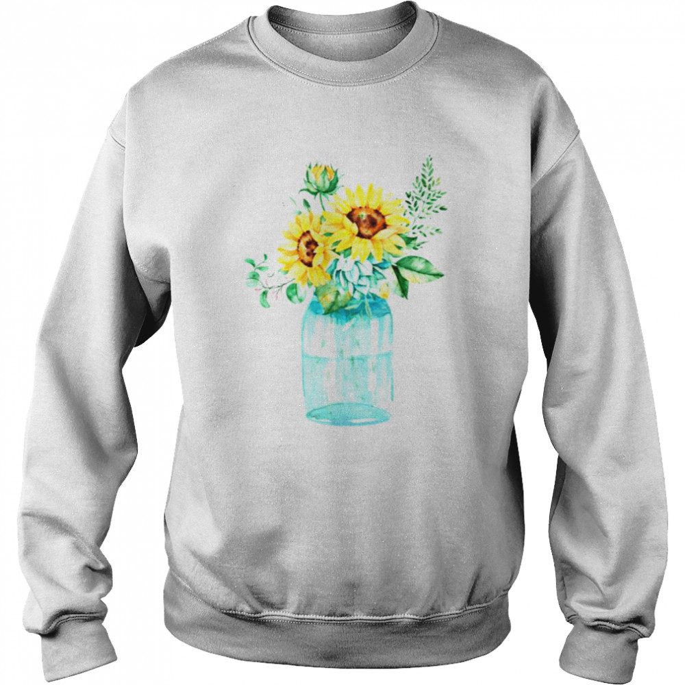 Sunflowers Mason Jar Bouquet Watercolor Shirt Unisex Sweatshirt