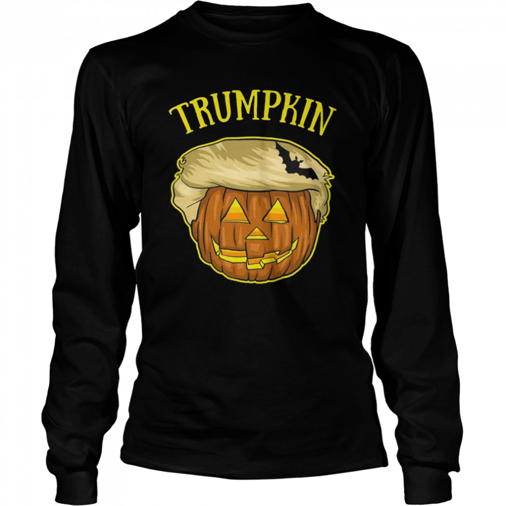 T Pumpkin And Bat Halloween Trumpkin T-Shir Long Sleeved T-Shirt