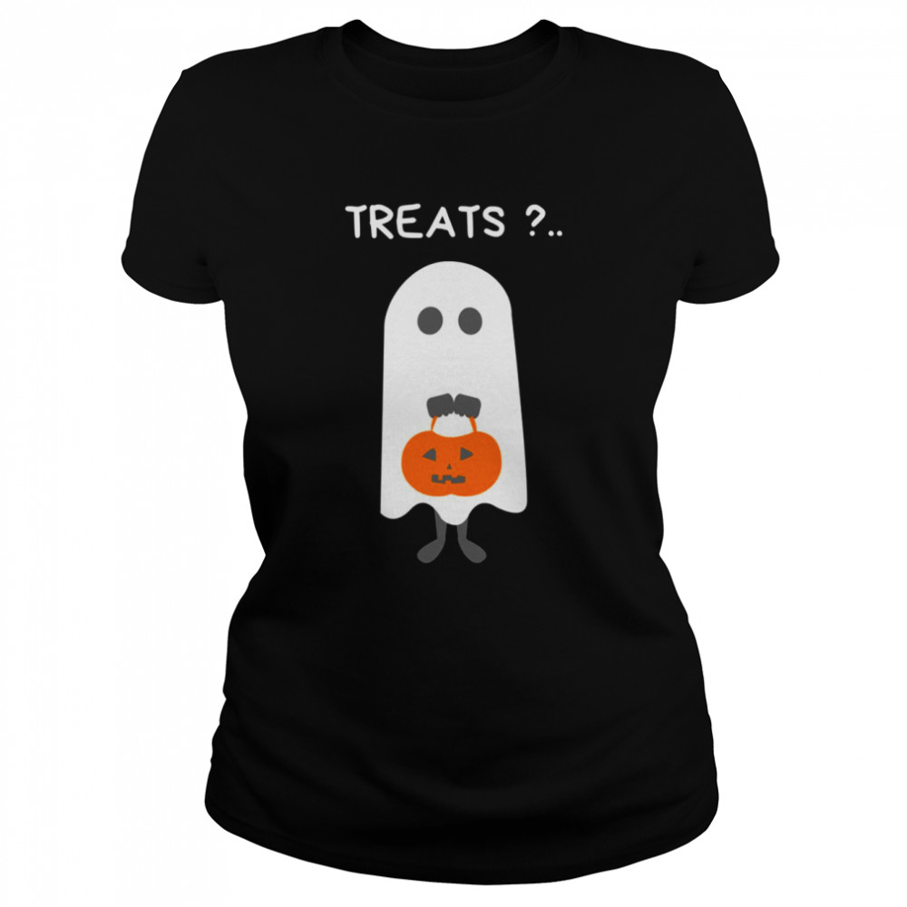Treats Please Cute Ghost Funny Halloween Shirt Classic Womens T Shirt