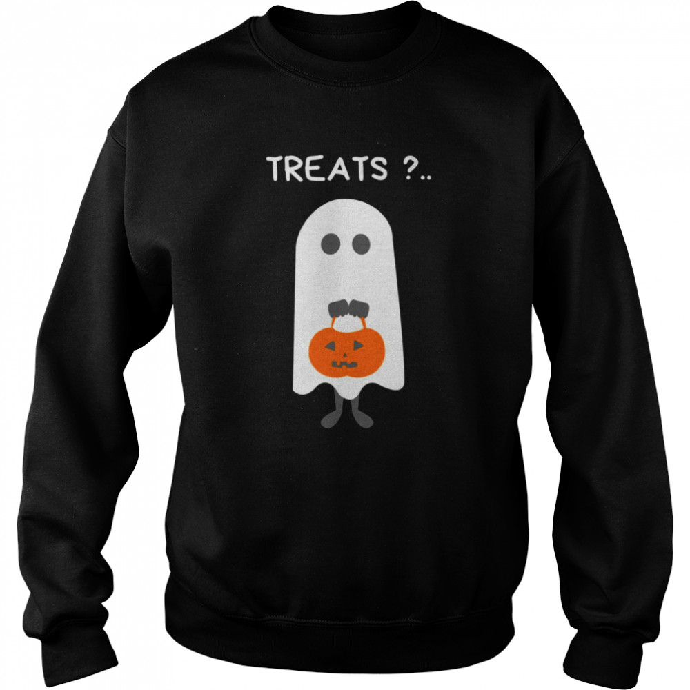 Treats Please Cute Ghost Funny Halloween Shirt Unisex Sweatshirt