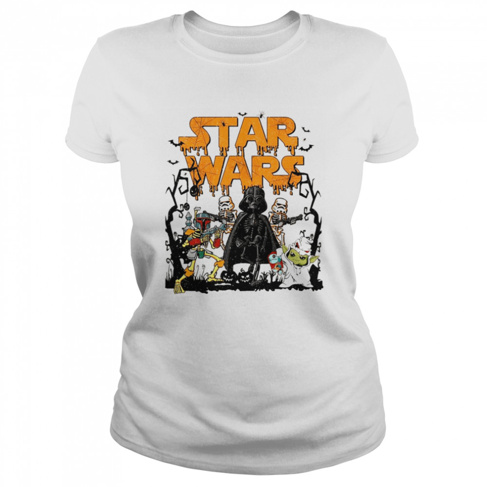 Baby Yoda Darth Vader Star Wars Halloween Vintage Star Wars Skeleton T- Classic Women'S T-Shirt