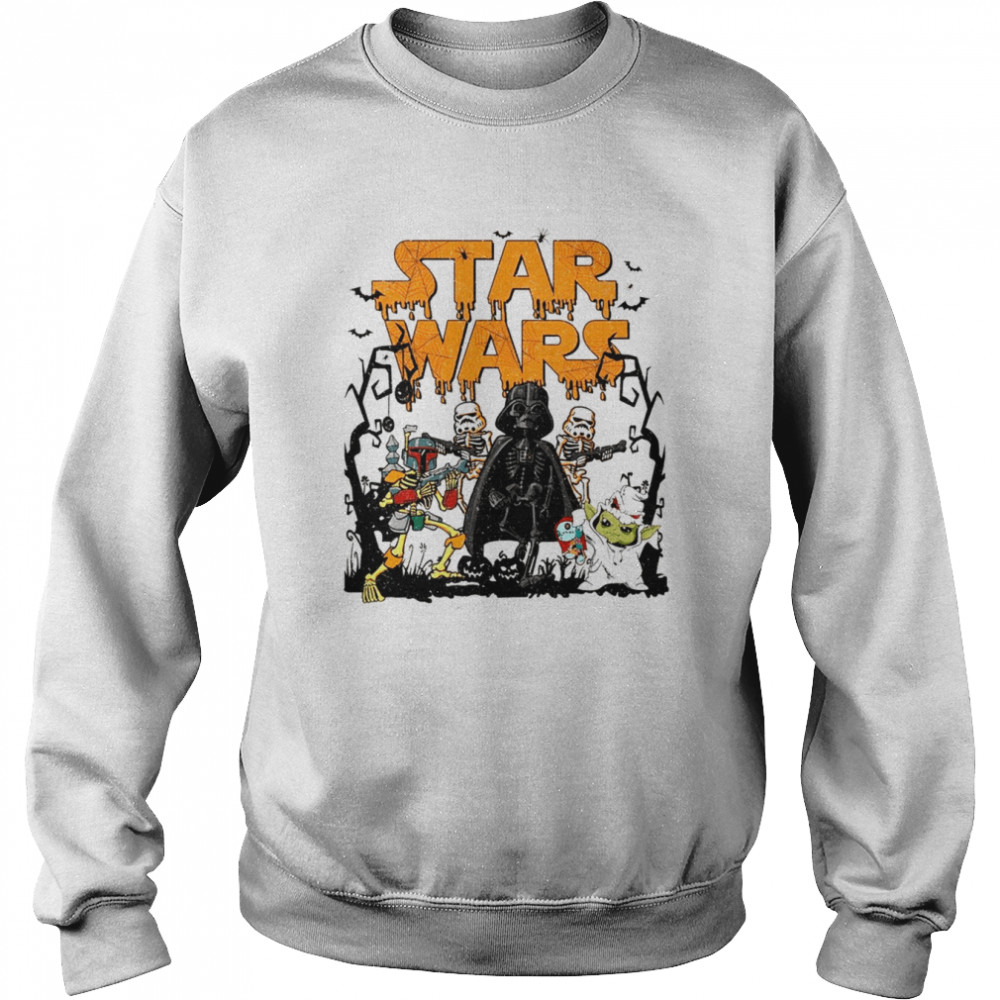 Baby Yoda Darth Vader Star Wars Halloween Vintage Star Wars Skeleton T- Unisex Sweatshirt