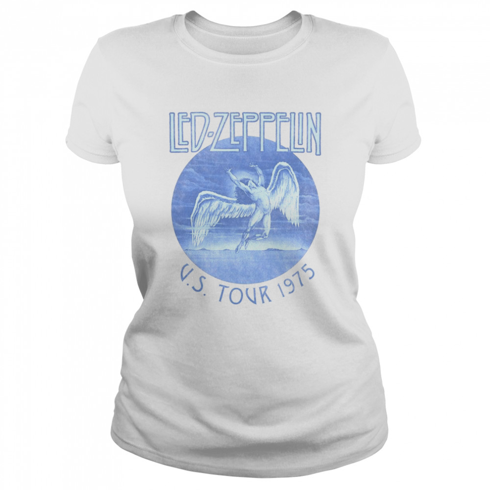 Led Zeppelin Tour 75 Blue Wash Shirt Classic Womens T Shirt