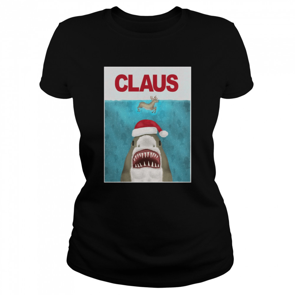 Christmas Santa Claus Shark Reindeer Humor Shirt Classic Women'S T-Shirt