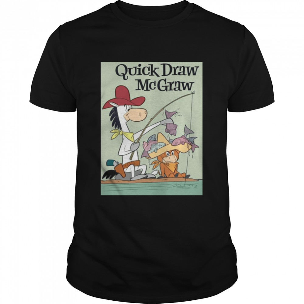 Quick Draw Mcgraw Vintage Fishing Cartoon Abstract Character shirt