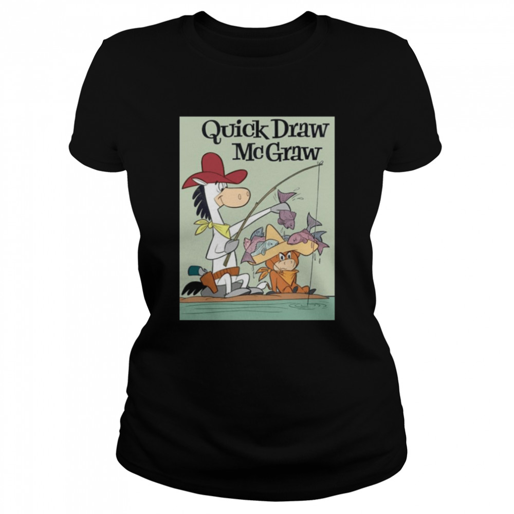 Quick Draw Mcgraw Vintage Fishing Cartoon Abstract Character Shirt Classic Women'S T-Shirt