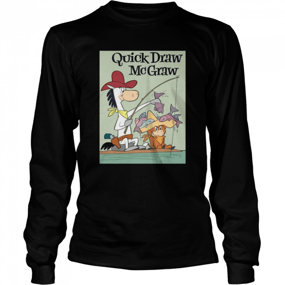 Quick Draw Mcgraw Vintage Fishing Cartoon Abstract Character Shirt Long Sleeved T-Shirt