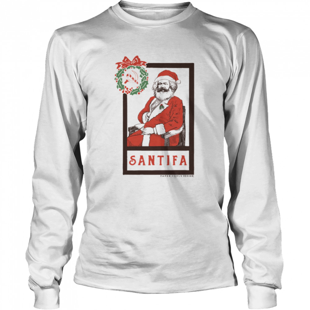 Santifa Funny Santa Art Christmas Shirt Long Sleeved T-Shirt