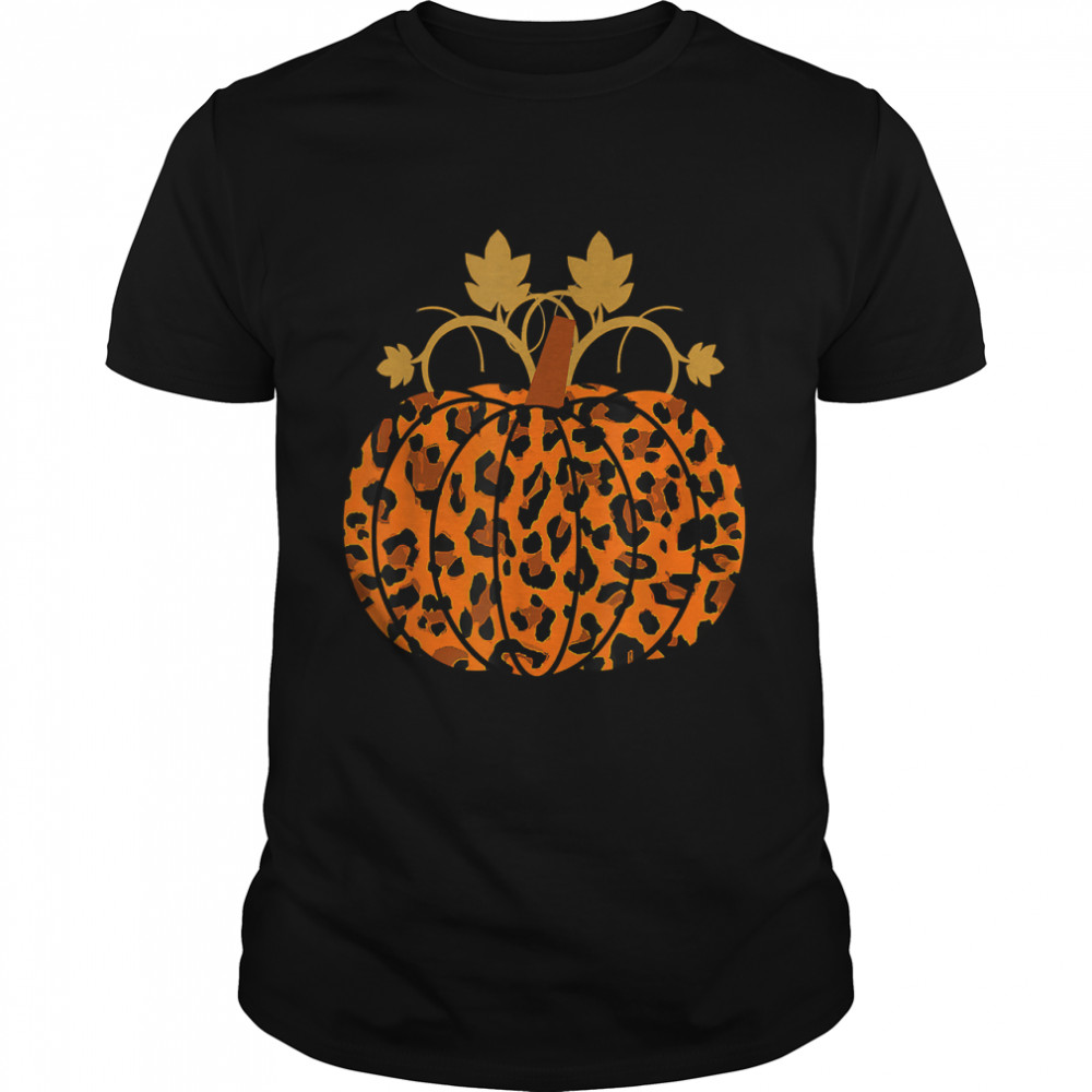 Animal Leopard Print Pumpkin Halloween Fall Autumn T-Shirt