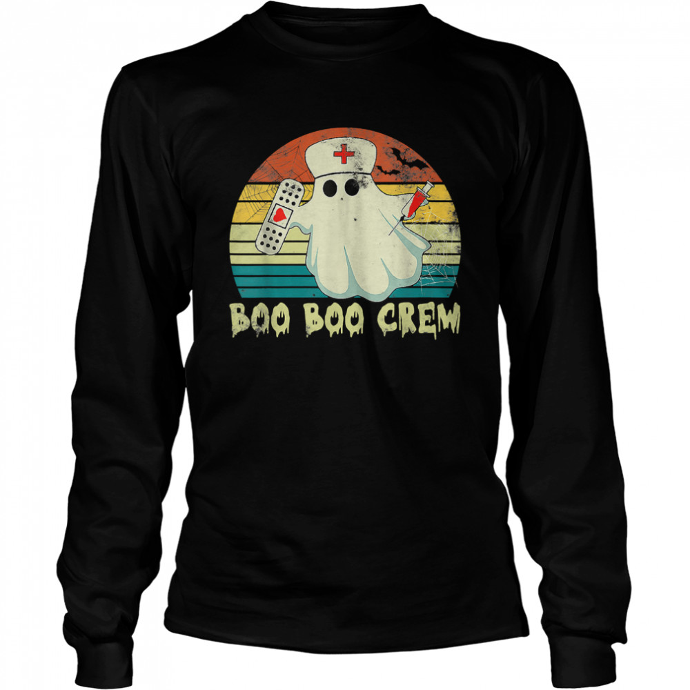 Boo Boo Crew Nurse Halloween Costume Outfit Vintage T Long Sleeved T Shirt
