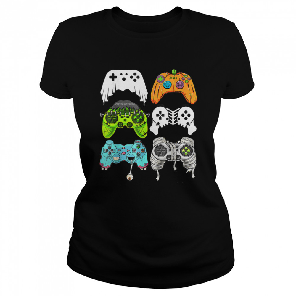 Celbrate Halloween Skeleton Zombie Gaming Controllers Mummy T Classic Womens T Shirt