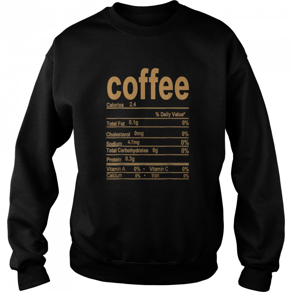 Coffee Nutrition Facts 2022 Funny Thanksgiving Food T Unisex Sweatshirt