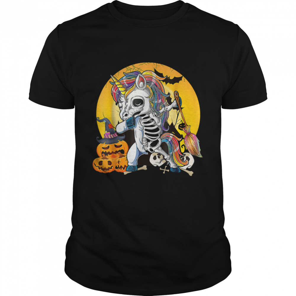 Dab Skeleton Unicorn Spooky Halloween 2022 Kids Dabbing T-Shirt