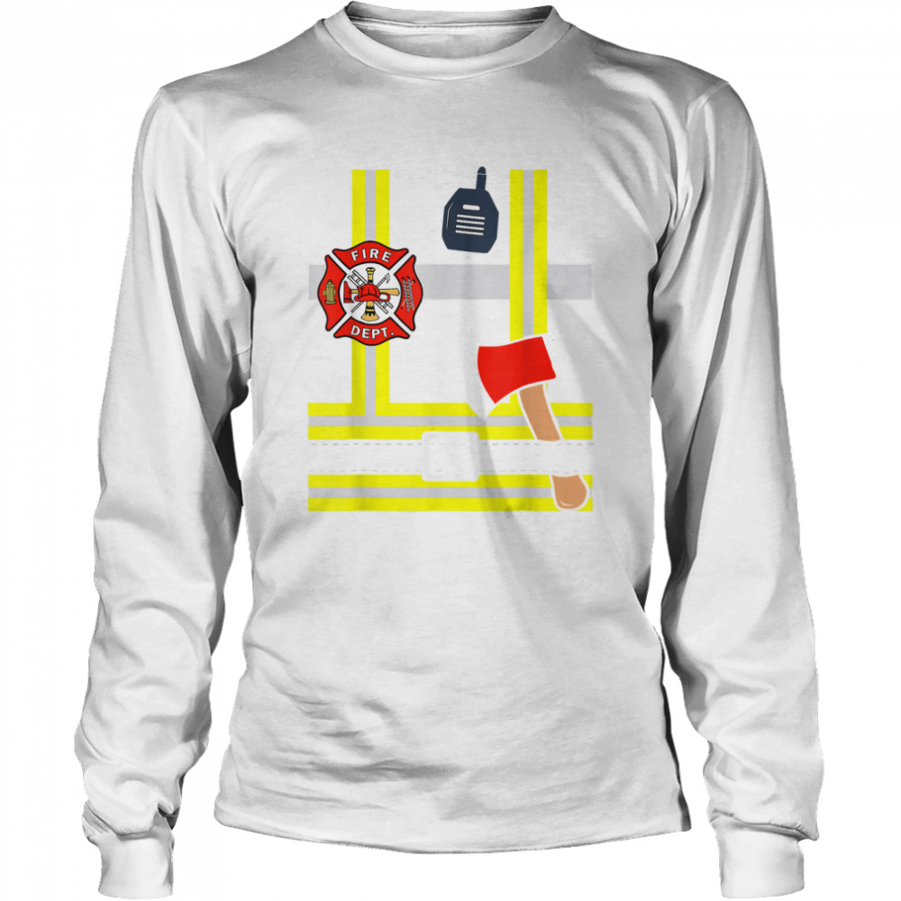 Firefighter Funny Fireman Gear Quick Halloween Costume T Long Sleeved T Shirt