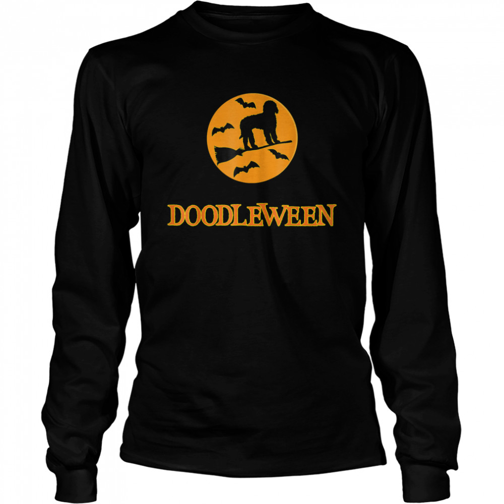 Halloween Doodleween Spooky Doodle Witch Dog Lover T Long Sleeved T Shirt
