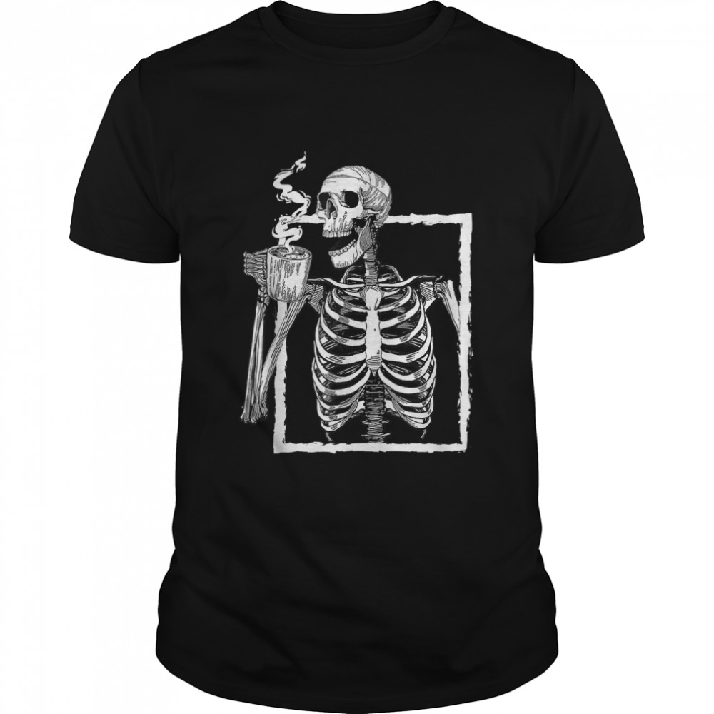 Halloween Skeleton Coffee Shirt Halloween Bone Coffee Lover T-Shirt