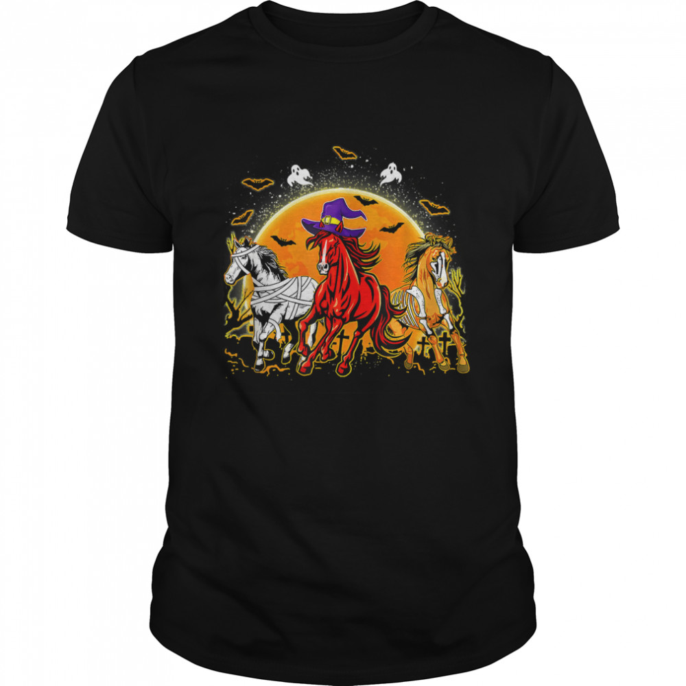 Horse Mummy Witch Pumpkin Halloween Horror For Horse Lovers T-Shirt