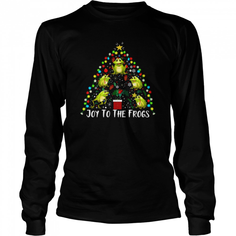 Joy To The Frogs Christmas Tree Santa Christmas Shirt Long Sleeved T-Shirt