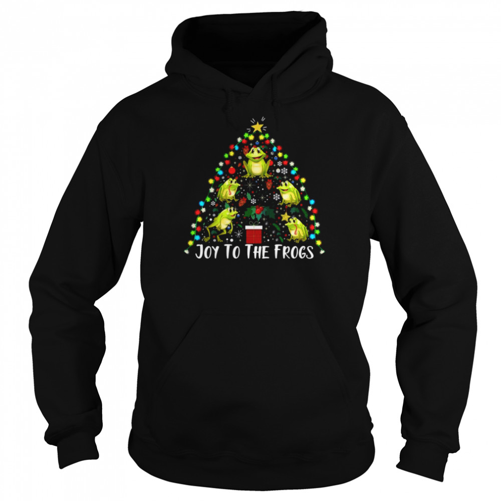 Joy To The Frogs Christmas Tree Santa Christmas Shirt Unisex Hoodie