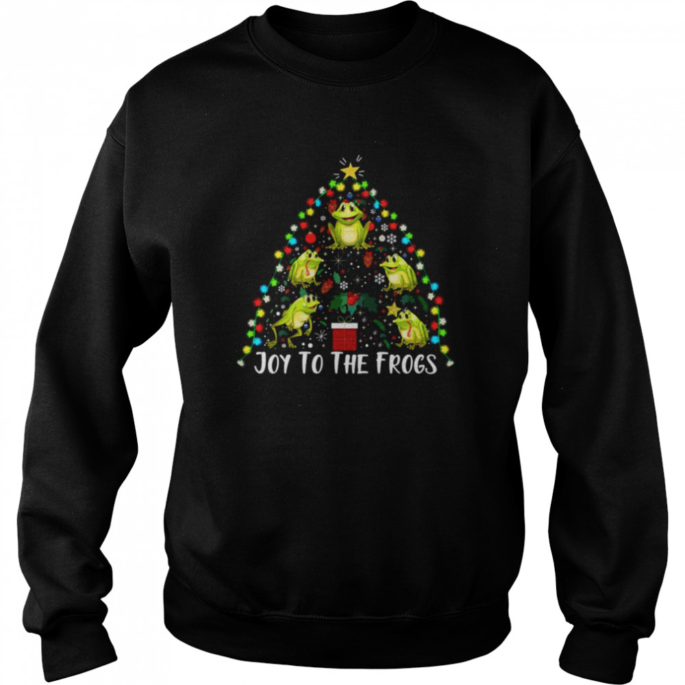Joy To The Frogs Christmas Tree Santa Christmas Shirt Unisex Sweatshirt
