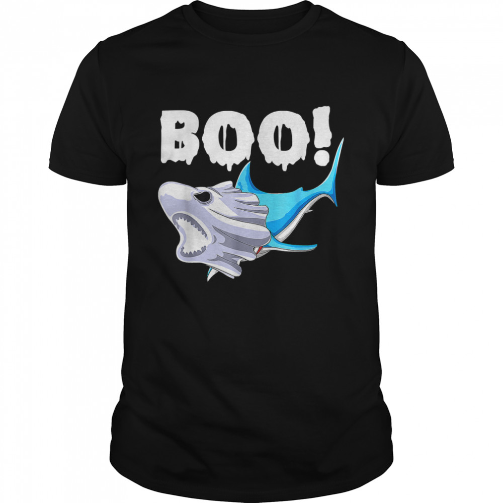 Kids Funny Shark Halloween Boo Spooky Ghost Costume Boys T-Shirt