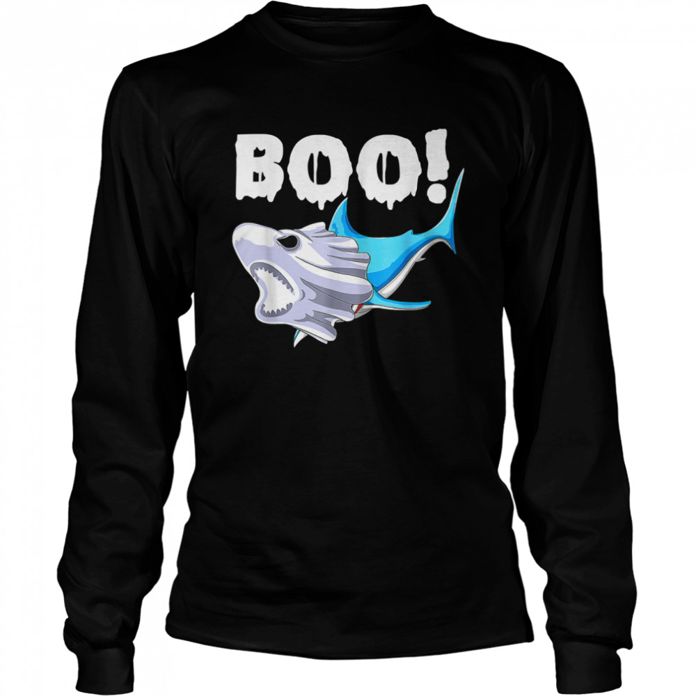 Kids Funny Shark Halloween Boo Spooky Ghost Costume Boys T Long Sleeved T Shirt