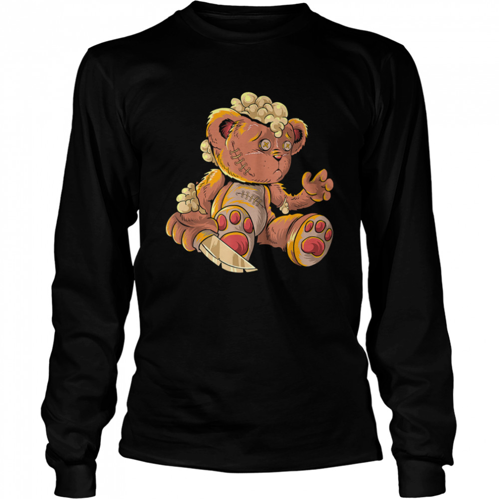 Killer Teddy Bear Lazy Halloween Costume Scary Monster T Long Sleeved T Shirt