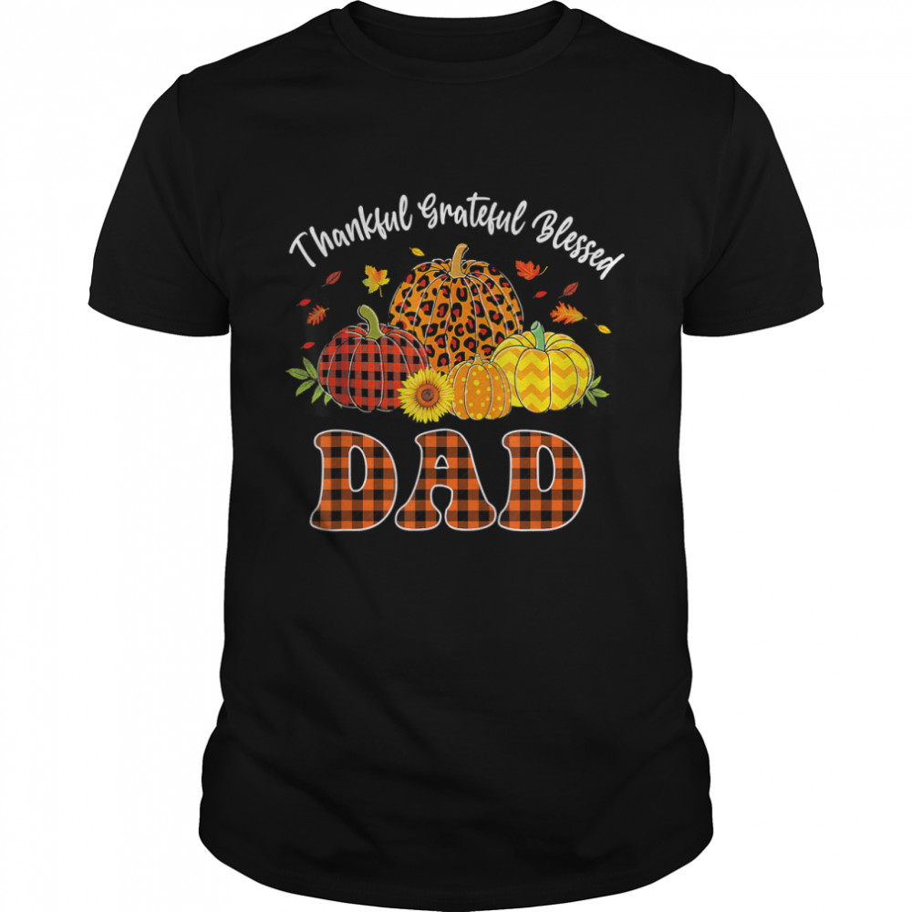Mens Thankful Grateful Blessed Tshirt Pumpkin Leopard Plaid Dad T-Shirt
