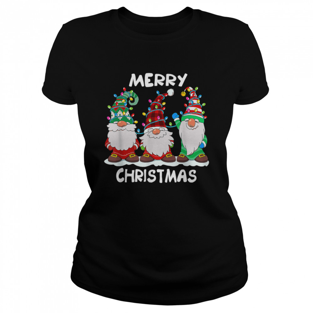 Merry Christmas Three Gnomes Merry Xmas 2022 Matching Family T Classic Womens T Shirt