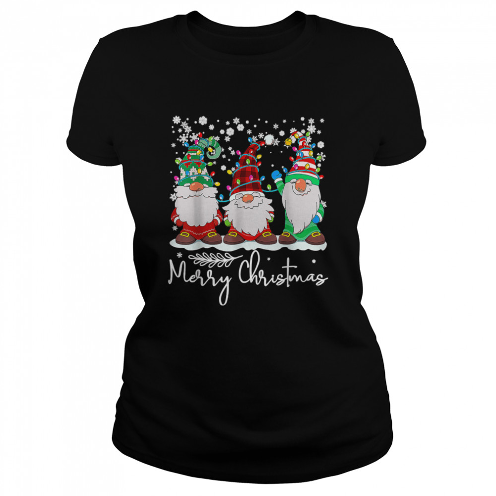 Merry Christmas Three Gnomes Merry Xmas 2022 Matching Family T S Classic Womens T Shirt