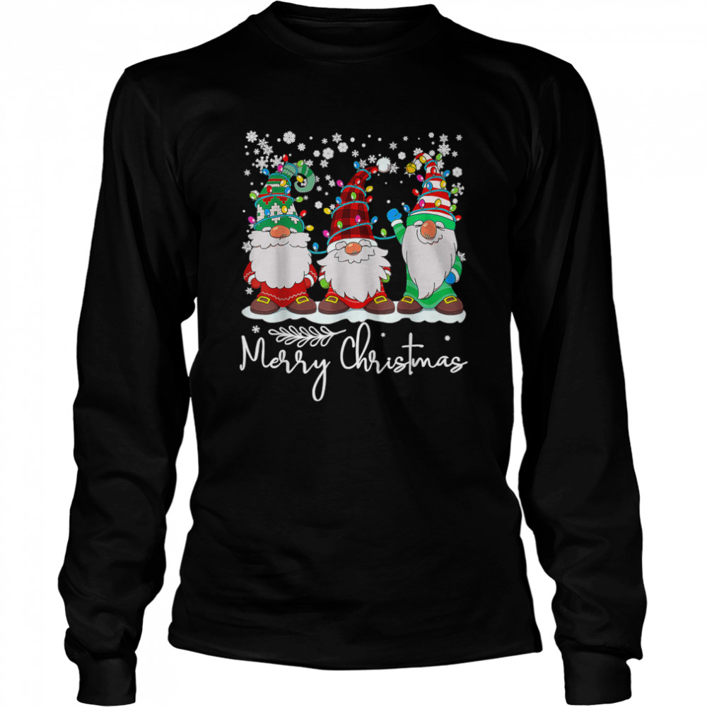 Merry Christmas Three Gnomes Merry Xmas 2022 Matching Family T S Long Sleeved T Shirt