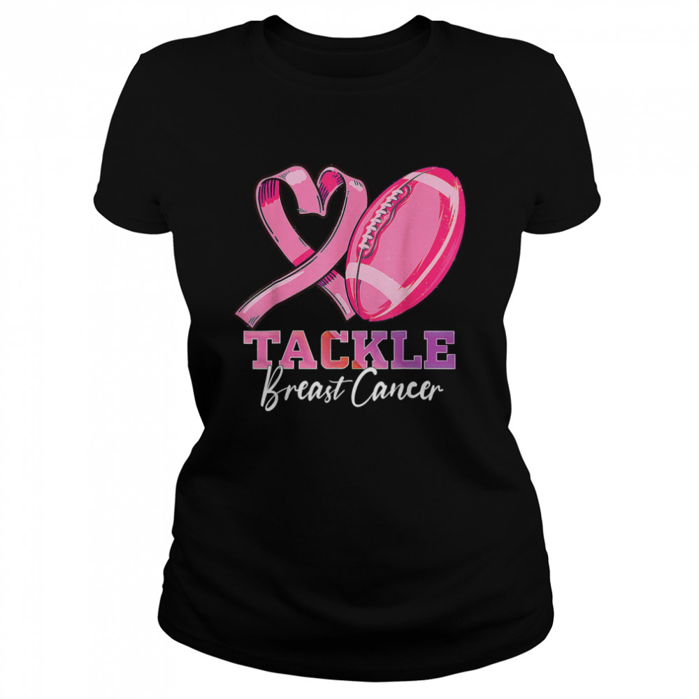 Tackle Breast Cancer Football Pink Halloween T Classic Womens T Shirt