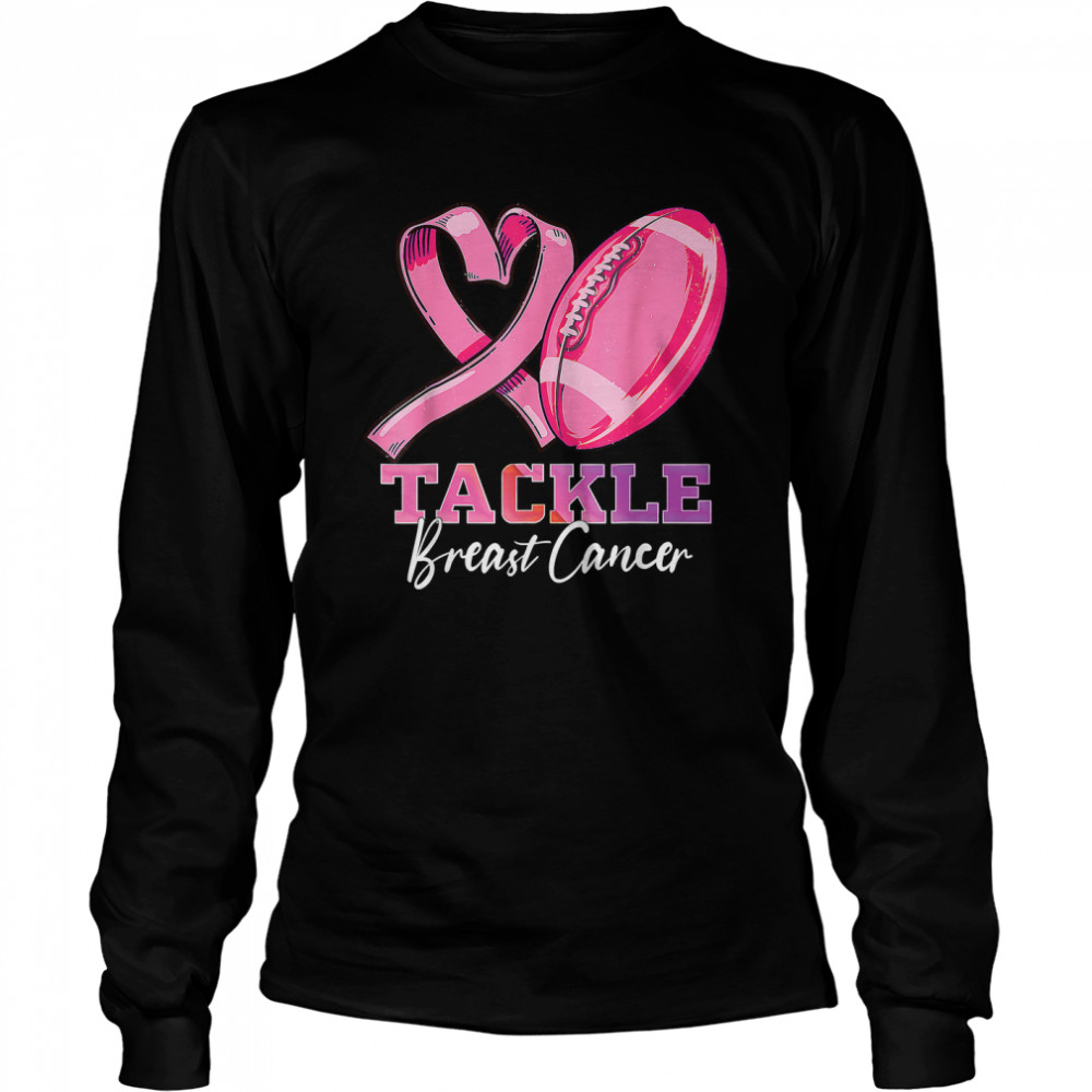 Tackle Breast Cancer Football Pink Halloween T Long Sleeved T Shirt