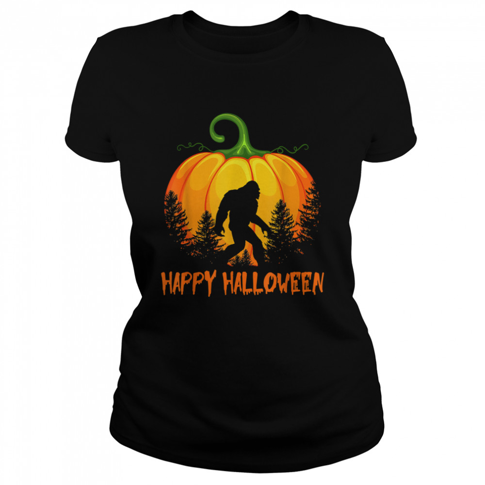 Vintage Bigfoot Pumpkin Halloween Costume Sasquatch Lovers T Classic Womens T Shirt