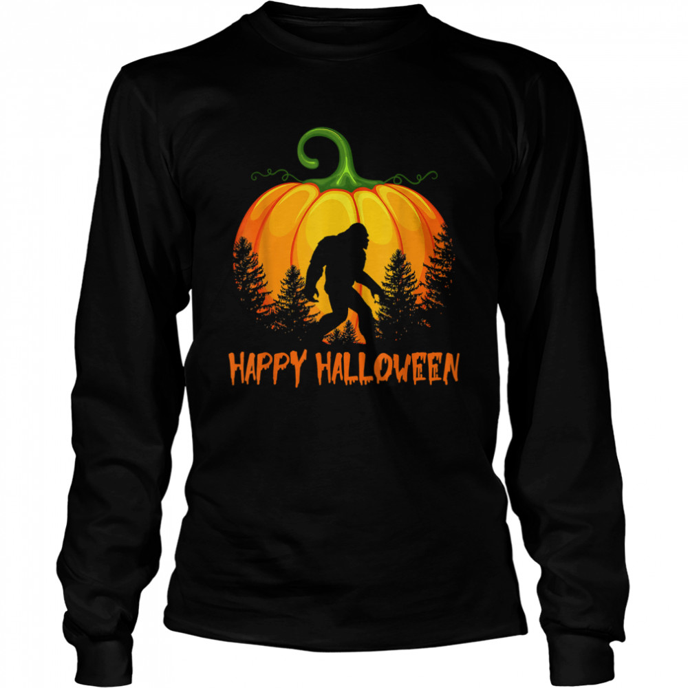 Vintage Bigfoot Pumpkin Halloween Costume Sasquatch Lovers T Long Sleeved T Shirt