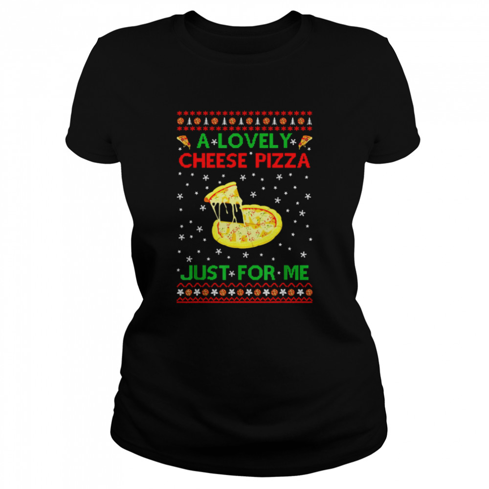 A Lovely Cheese Pizza Alone Funny Kevin X Mas Home Alone Ugly Knitted Pattern Shirt Classic Womens T Shirt