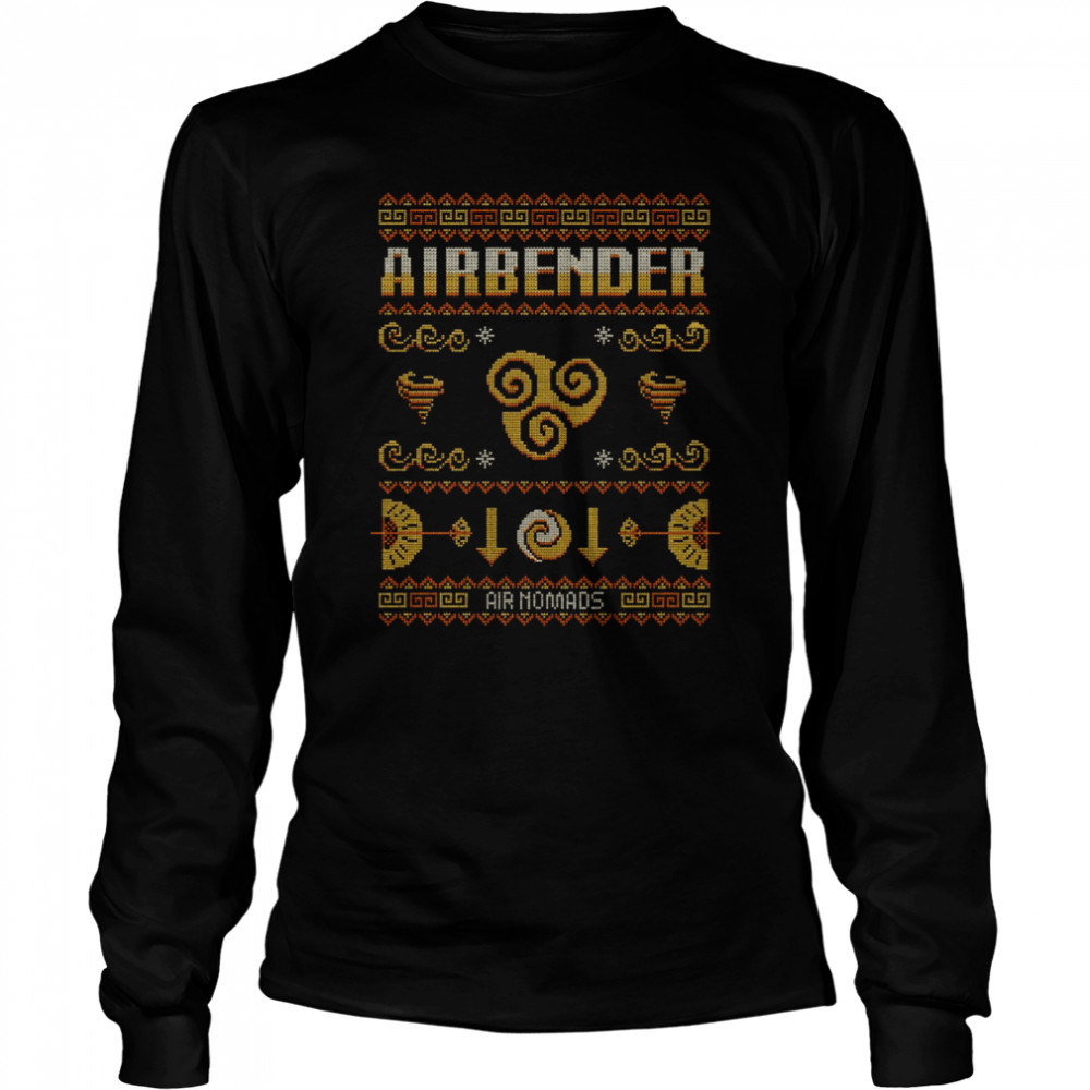 Avatar Airbending Aang Christmas Tenzin Air Nomads Last Airbender Ugly Knitted Pattern Shirt Long Sleeved T Shirt