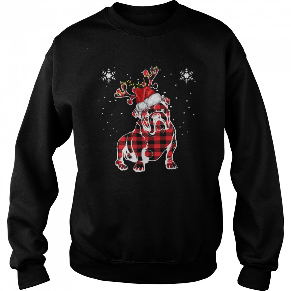 Bulldog Christmas Reindeer Pjs Family Matching Plaid Buffalo Shirt Unisex Sweatshirt
