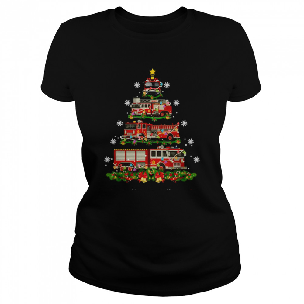 Decor Firefighter Truck Christmas Shirt Classic Womens T Shirt