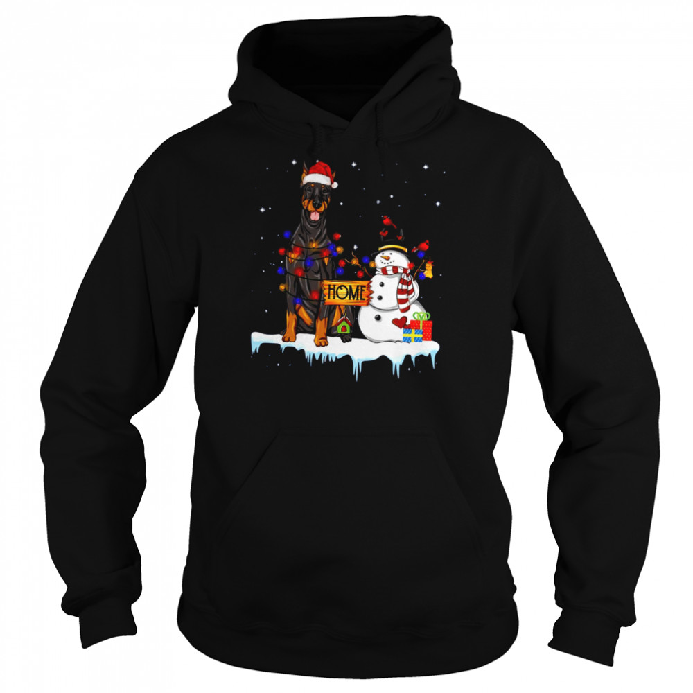 Doberman Pinscher Dog Christmas Shirt Unisex Hoodie