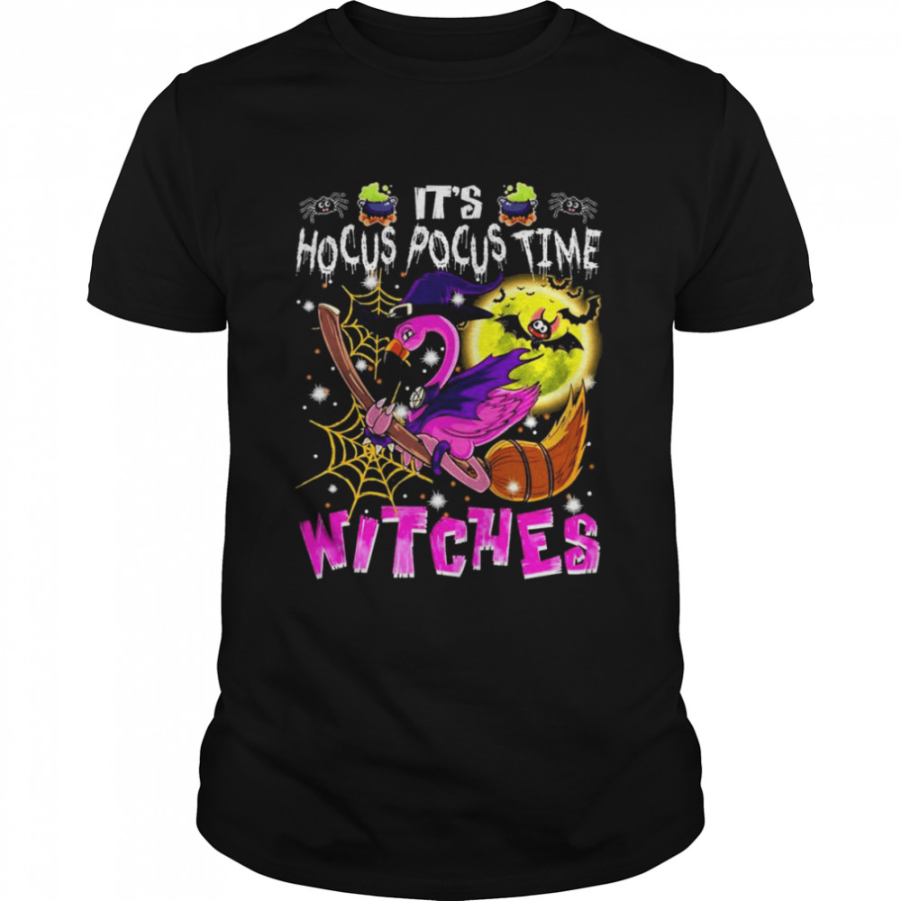 Flamingo It’s Hocus Pocus time Witches Halloween shirt