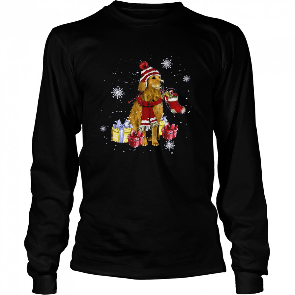 Golden Merry Christmas Animated Shirt Long Sleeved T Shirt