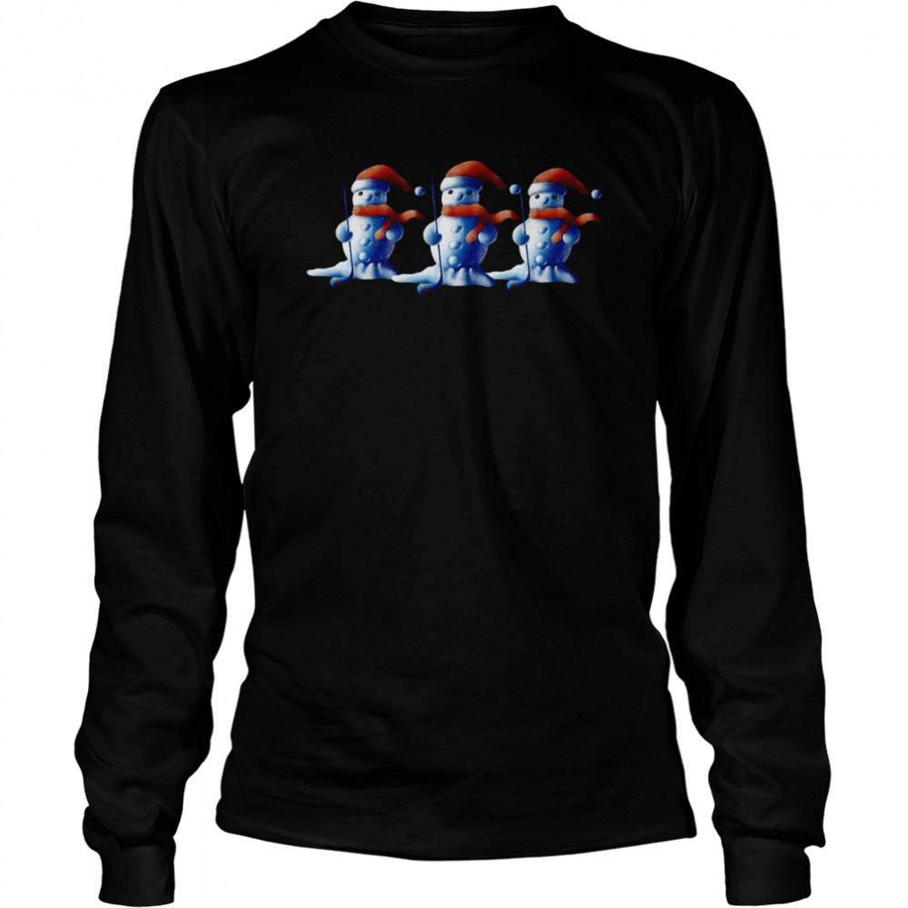 Hockey Snowman Three Team Sport Shirt Long Sleeved T Shirt