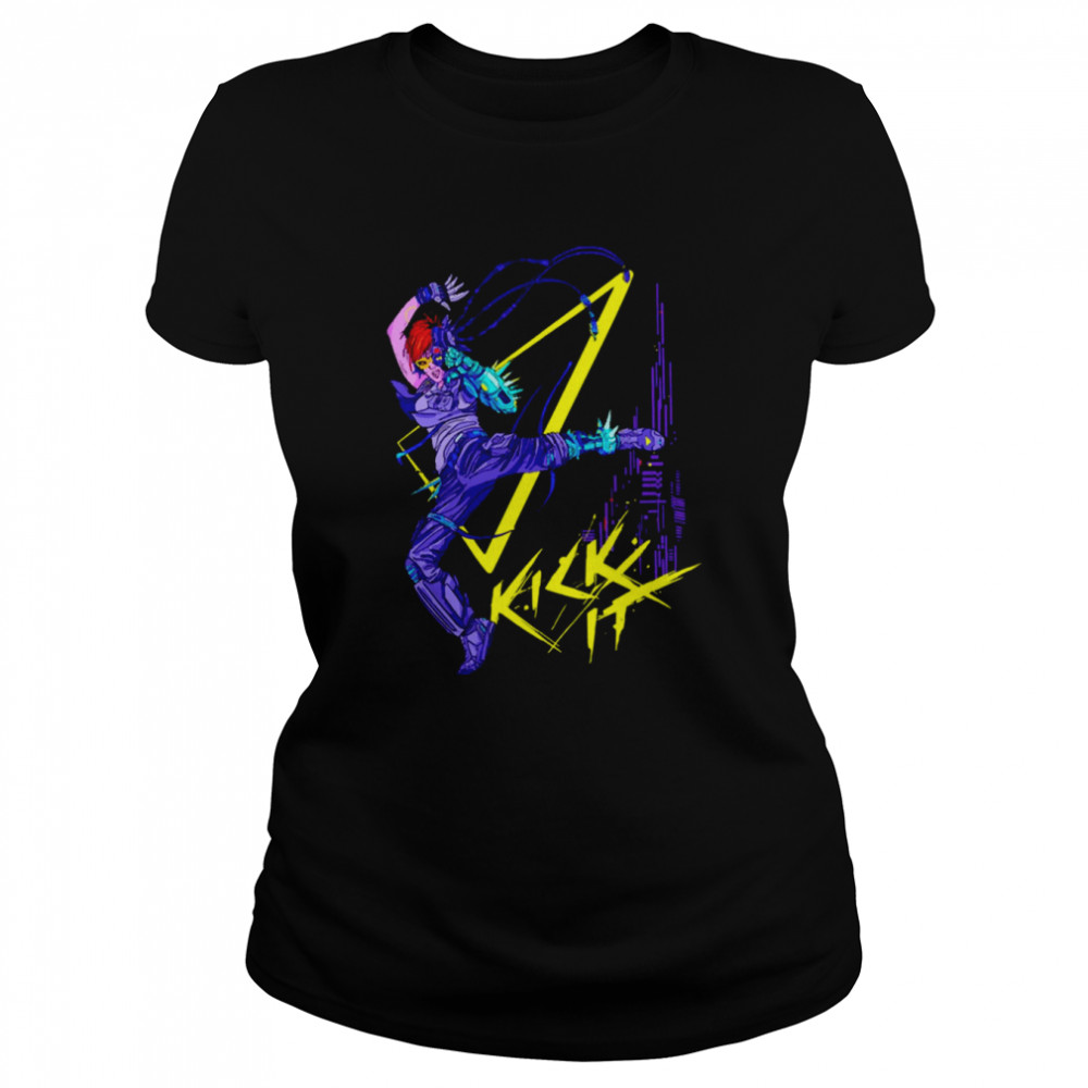 Neon Color Design Cyberpunk Girl Shirt Classic Womens T Shirt