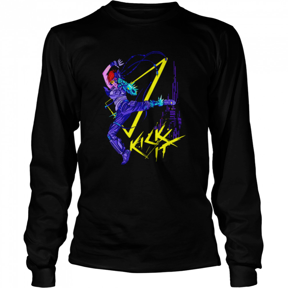 Neon Color Design Cyberpunk Girl Shirt Long Sleeved T Shirt