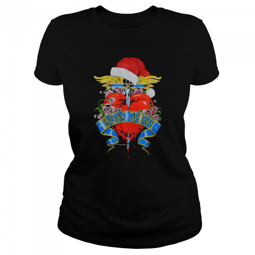 Retro Band Bon Jovi Christmas Merry Christmas Shirt Classic Women'S T-Shirt