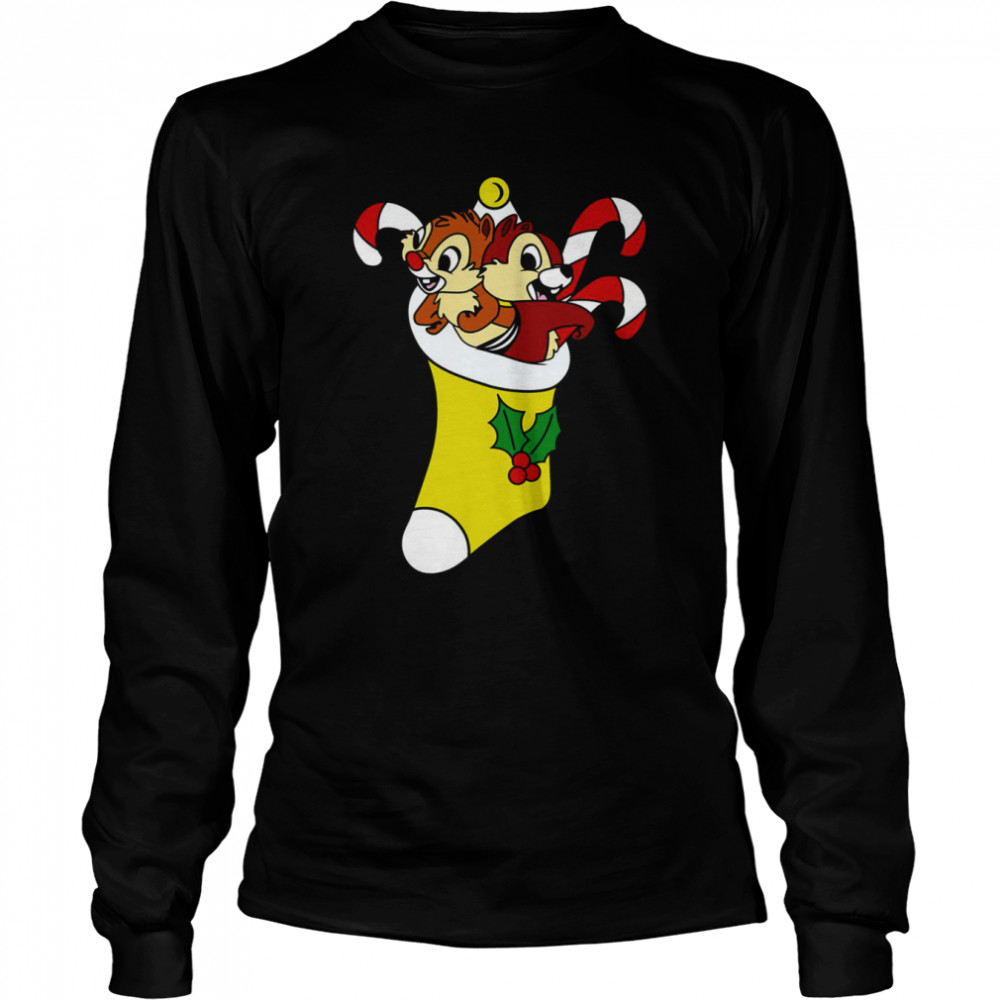 Retro Cartoon Chip And Dale In Christmas Mood Shirt Long Sleeved T-Shirt