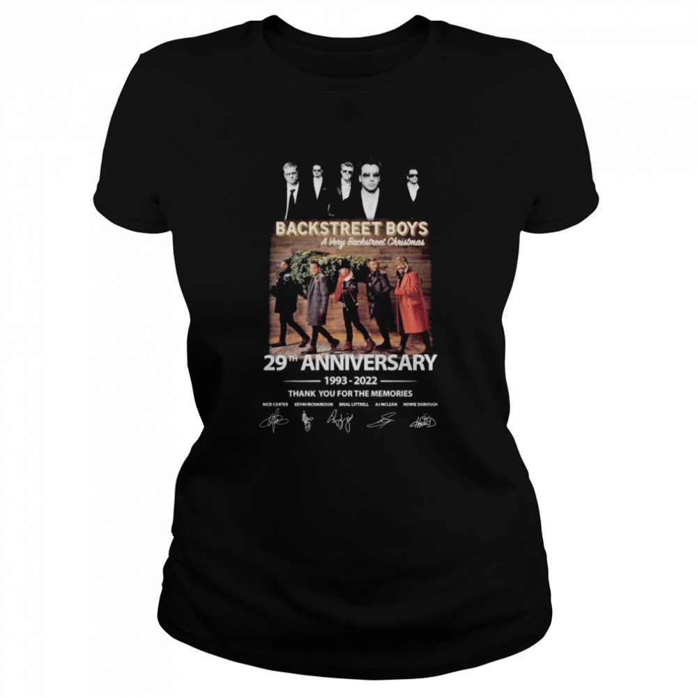 Backstreet Boys Avery Backstreet Christmas 29Th Anniversary 1993-2022 Thank You For The Memories Signatures Shirt Classic Women'S T-Shirt